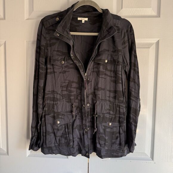 Maurice's Sz M Animal Print‎ Drawstring Waist Military Style Jacket Distressed - Picture 1 of 10